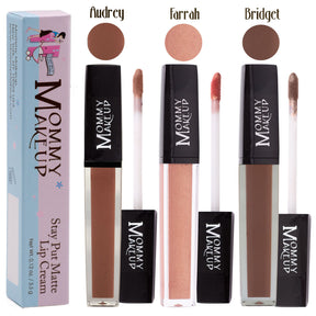 Warm, wonderful and totally kiss-proof! The *Brown Betty Bundle* delivers three chic, wearable shades that stay put from morning coffee to last call:  

- **Audrey Stay Put Matte Lip Cream** – a café brown  
- **Farrah Stay Put Matte Lip Cream** – a shimmering copper rose  
- **Bridget Stay Put Matte Lip Cream** – a toffee nude  

Wear them solo or layer for your own signature shade—no smudging, no bleeding, just stunning lips that stay put.